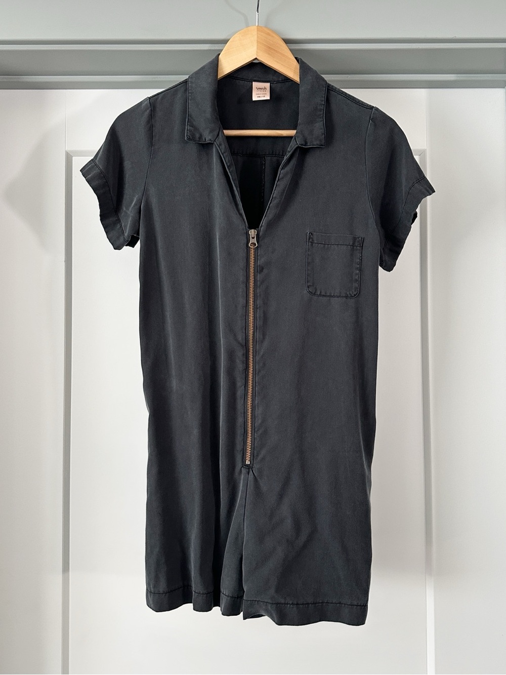 Black Soft Romper Jumper with Brass Zipper